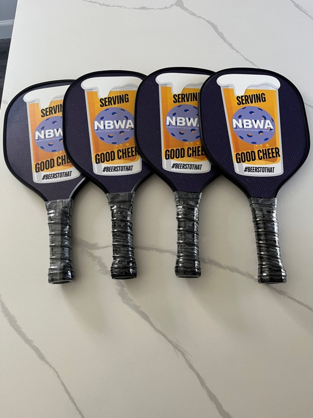 Purple & Yellow Branded Pickleball Paddle Set - 4 Pack